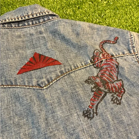 True Religion Western Denim Short Sleeve Button Up
